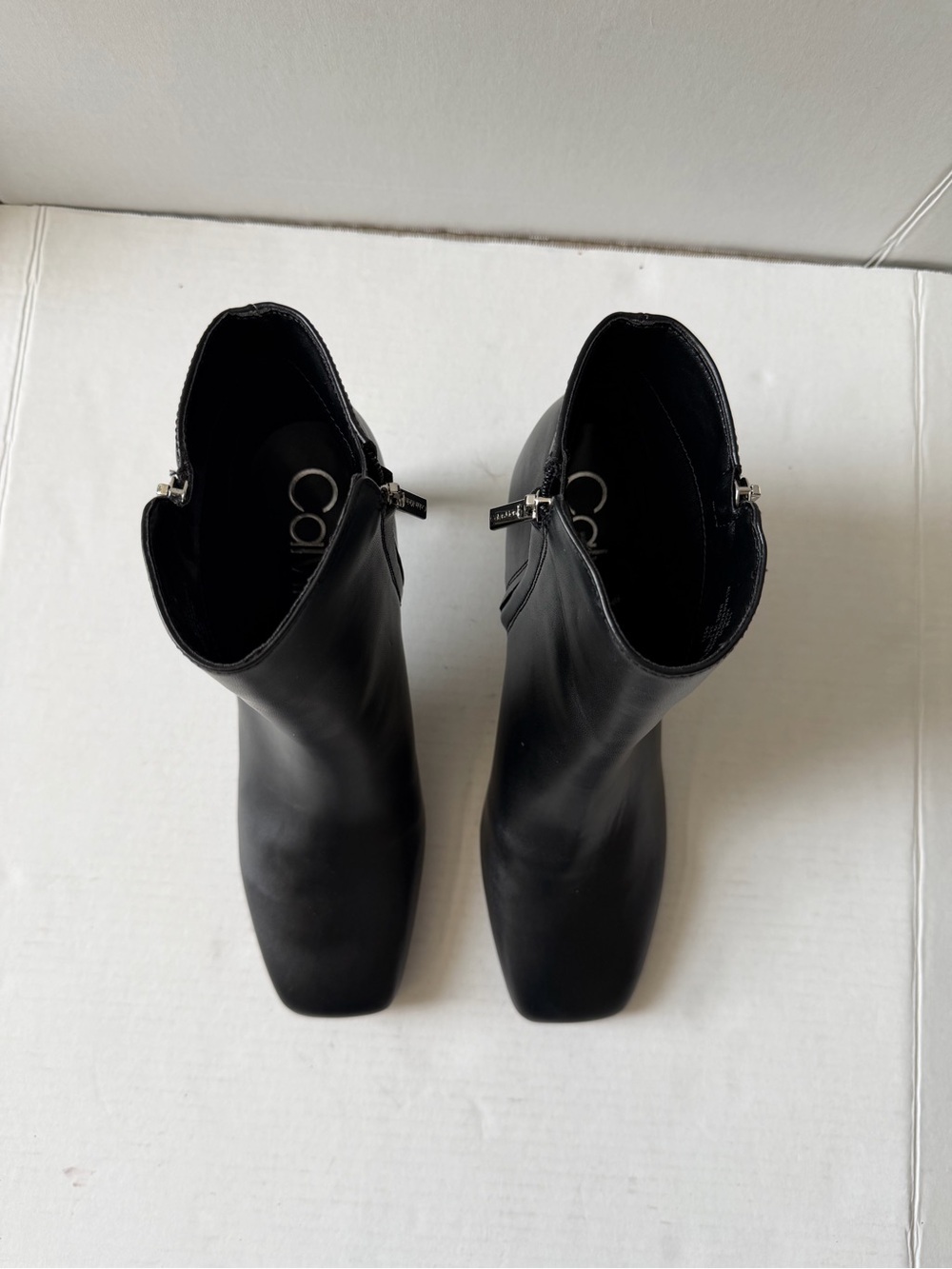 Black Leather Pointed Toe Ankle Boots with Side Zip - Picture 3 of 8